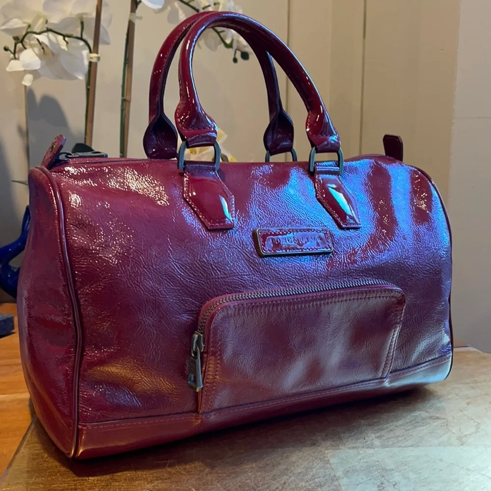 Longchamp Legende Top Handle Boston Bag Satchel in Red Verni Patent Leather